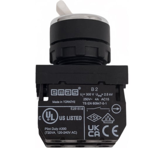 Изображение товара Кнопка-тумблер Emas серия B, 1НО+1НЗ, 250 В AC, 4 А B102C
