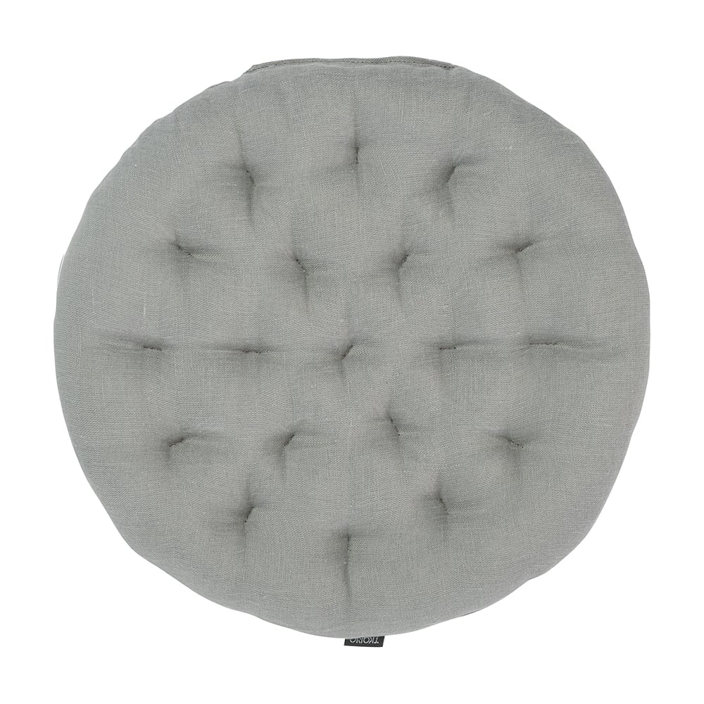 Подушка на стул Tkano Essential круглая, из стираного льна, серого цвета, 40x40x4 см TK22-CP0006