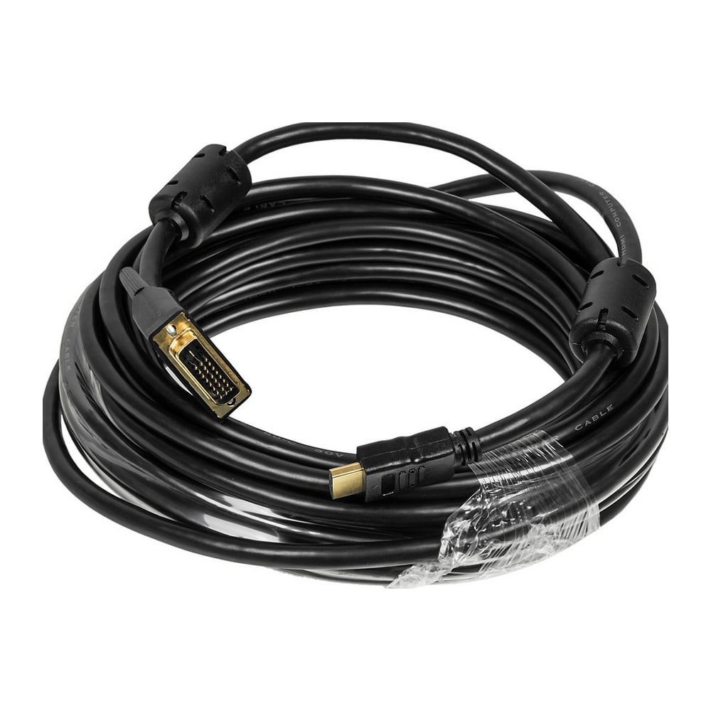 Изображение товара Кабель HDMI DVI-D 10м BURO ферритовые кольца черный