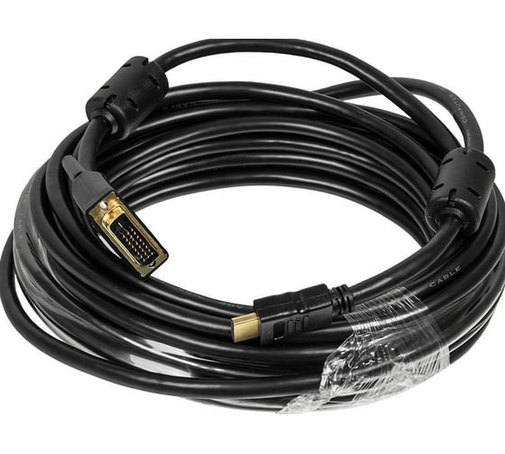 Изображение товара Кабель BURO HDMI (m) DVI-D (m) 10м (HDMI-19M-DVI-D-10M) ферритовые кольца черный 817224