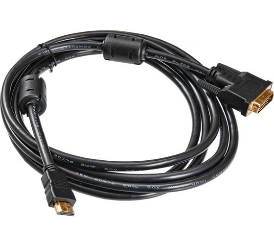 Изображение товара Кабель BURO HDMI (m) DVI-D (m) 3м (HDMI-19M-DVI-D-3M) ферритовые кольца 817225