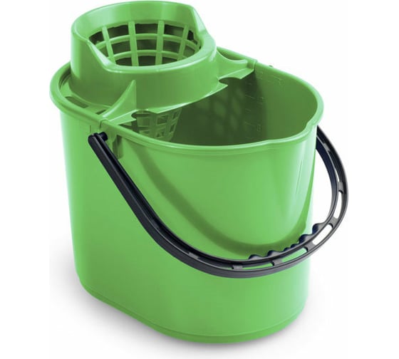 Изображение товара Пластиковое ведро с отжимом TTS 12 литров, зелёное 00005272