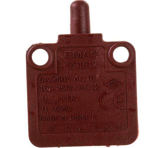 Изображение товара Мини-выключатель Emas мгновенного действия, 1НО+1НЗ, 250В AC, 16А BS1012