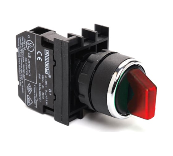 Изображение товара Переключатель Emas 0-1, без фиксации, красный, 250 В AC, 4 А, без блок-контакта B100SL21K