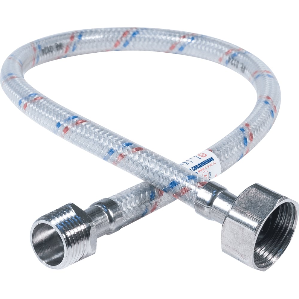 Изображение товара Гибкая подводка для воды ЦС нейлон 1/2Ш х 3/4Г L-120 см для бытовых целей