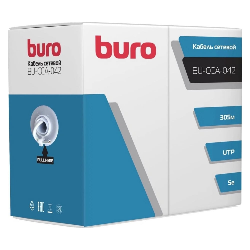 Изображение товара Кабель сетевой BURO BU-CCA-042 UTP cat5E 305м серый