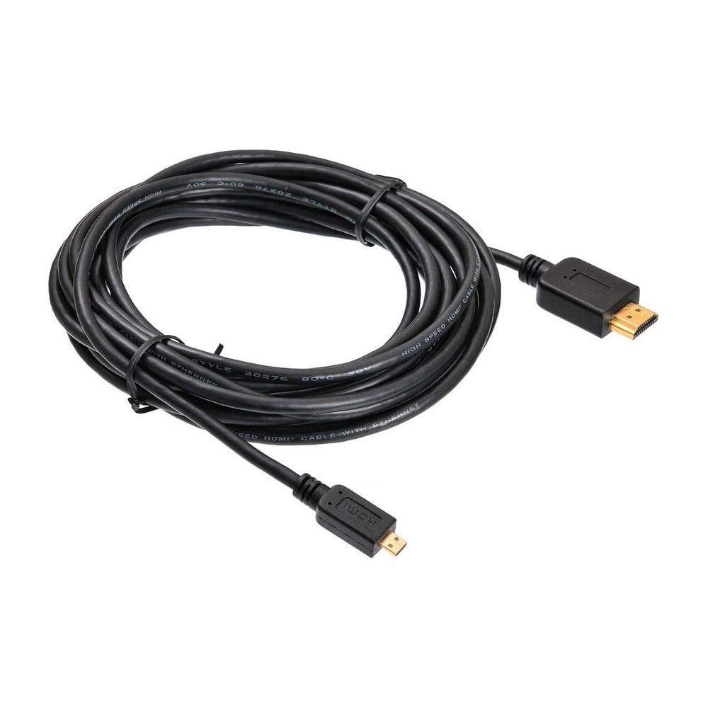 Изображение товара Кабель HDMI 1.4 micro HDMI - HDMI 5м BURO черный