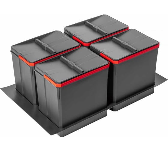Изображение товара Комплект ведер GTV AxiSpace для модуля 900 мм 4x15L антрацит PB-AS-900-4x15L