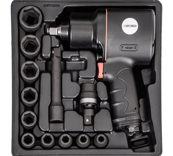 Изображение товара Композитный пневмогайковерт Byemax в наборе с головками BM-43-4033PK3