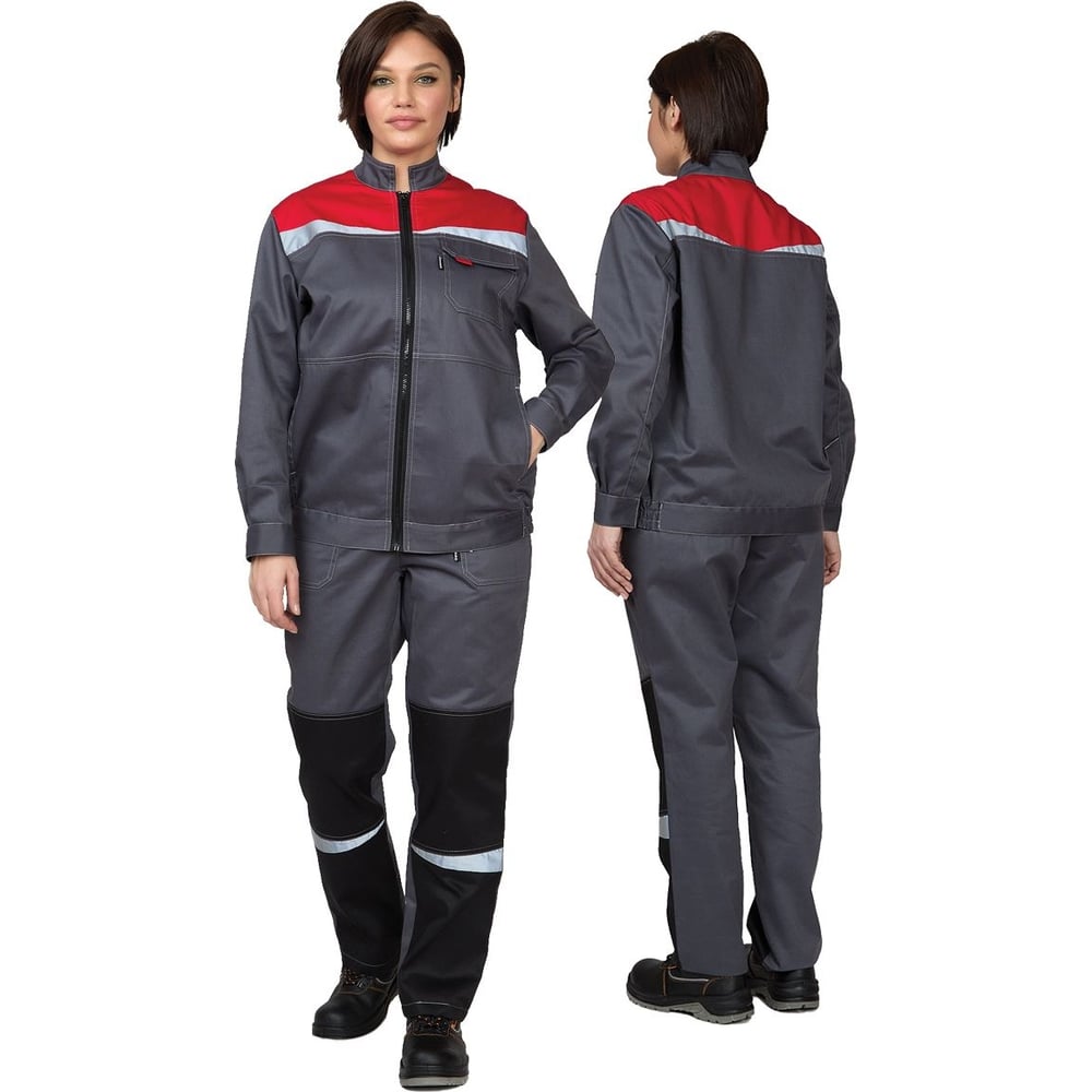 Изображение товара Женский костюм 'Профессионал' в сером, красном и черном цвете, 52-54 р., водоотталкивающий, с свето