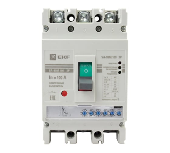 Изображение товара Автоматический выключатель EKF PROxima ВА-99М, 100/100А, 3P, 50кА, с электронным расцепителем mccb99-100-100me