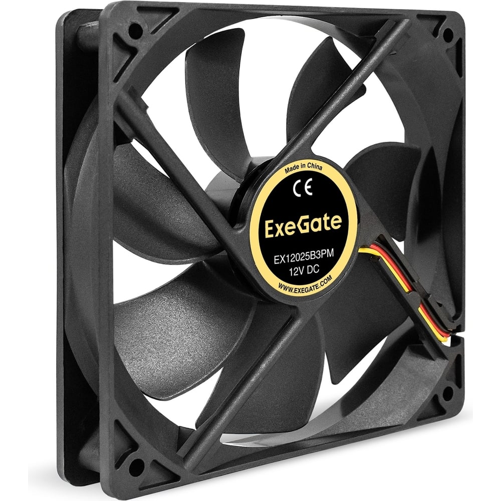 Изображение товара Вентилятор ExeGate EX12025B3PM 12В DC, 120x120x25 мм,2-Ball двойной шарикоподшипник, 3pin+Molex, 1550RPM, 25dBA 295244