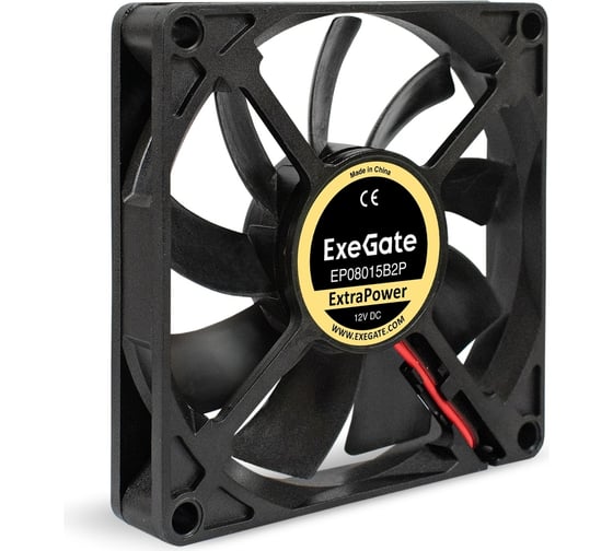 Изображение товара Вентилятор ExeGate ExtraPower EP08015B2P 12В DC, 80x80x15 мм, 2-Ball двойной шарикоподшипник, 2pin, 2600RPM, 26dBA 295237