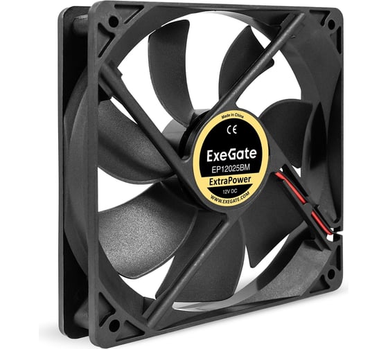Изображение товара Вентилятор ExeGate ExtraPower EP12025BM 12В DC, 120x120x25 мм, 2-Ball двойной шарикоподшипник, Molex, 1850RPM, 30dBA 295246