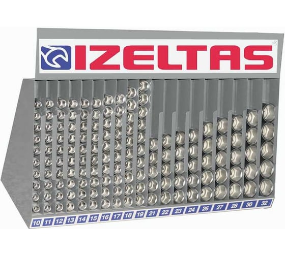 Изображение товара Набор торцевых головок с металлическим стендом 1/2", 6-граней, 10-32 мм, 13000000810 IZELTAS 1113006145