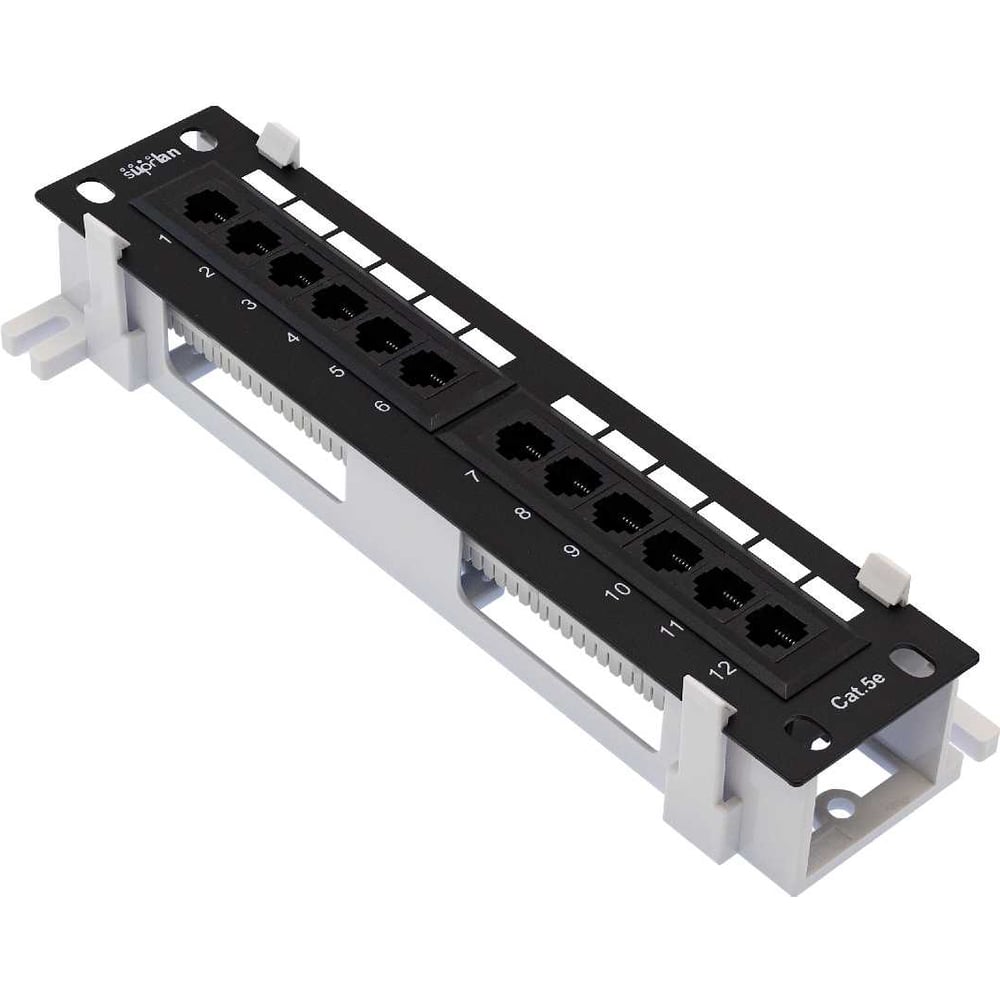 Изображение товара Патч-панель SUPRLAN настенная 12хRJ-45 Cat5e IP20 1U 270х100х55 мм черная Изображение товара Патч-панель SUPRLAN настенная 12хRJ-45 Cat5e IP20 1U 270х100х55 мм черная