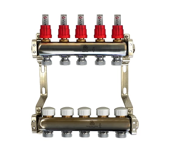 Изображение товара Коллекторный блок для теплого пола Gekon 1x3/4EU, 5 отверстий, GK 72105