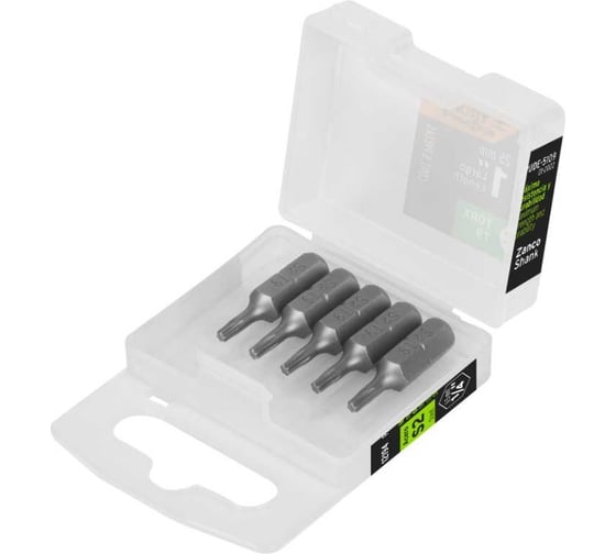 Изображение товара Набор профессиональных бит EXPERT сталь S2, 25 мм, T9, 5 шт Truper 12194
