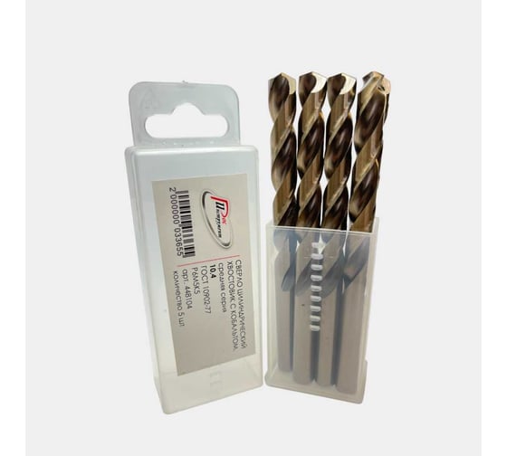 Изображение товара Сверло по металлу 5 шт, цилиндрический хвостовик, с кобальтом 10.4 мм, средняя серия, ГОСТ 10902-77 Р6М5К5 РосИнструмент 502104