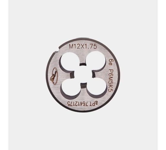 Изображение товара Плашка с кобальтом РОСИНСТРУМЕНТ М12.0x1.75 ГОСТ 9740-71 P6M5K5 6е 76412175