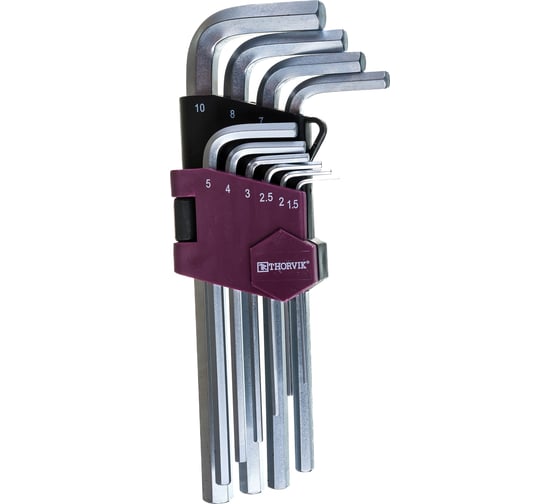 Изображение товара Набор торцевых шестигранных ключей Thorvik HK10S H1.5-H10, 10 предметов 53034