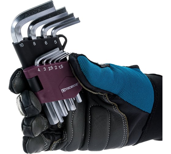 Изображение товара Набор торцевых шестигранных коротких ключей Thorvik HKS9S H1.5-H10, 9 предметов 53021