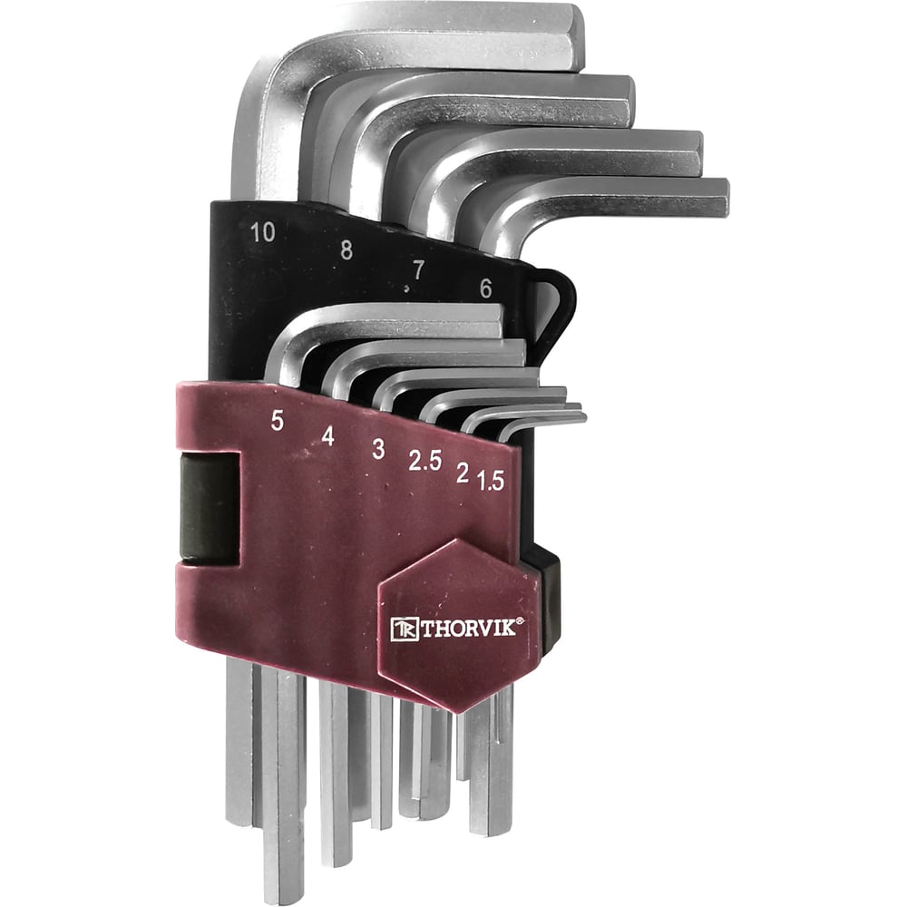 Набор торцевых шестигранных коротких ключей THORVIK набор ключей шестигранных коротких startul pro 1 5 10 мм 9 шт с шаром pro 89409