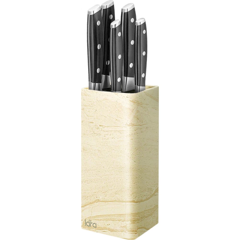 фото Подставка для ножей lara универсальная квадрат soft touch lr05-102 beige