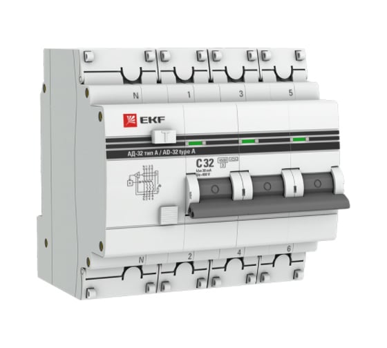 Изображение товара Дифференциальный автомат EKF PROxima АД-32, 3P+N, 32А/30мА, DA32-32-30-4P-a-pro