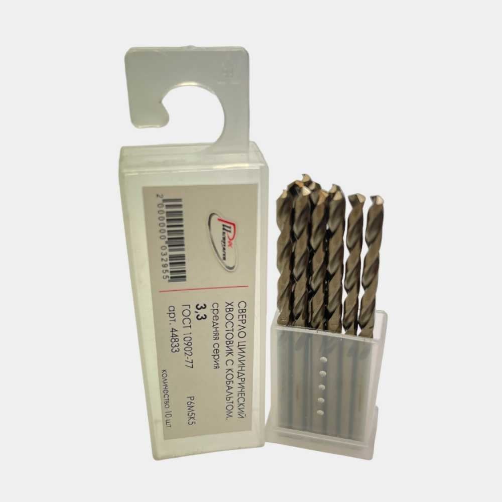 Изображение товара Сверло по металлу 10 шт цилиндрический хвостовик Р6М5К5 диаметр 3.3 мм