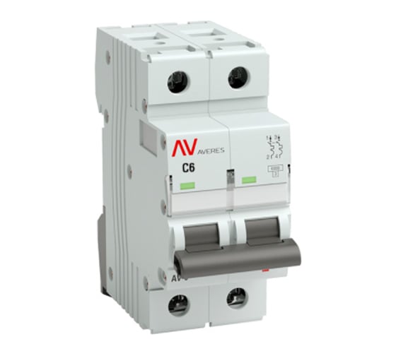 Изображение товара Автоматический выключатель EKF AVERES AV-10, 2P, 6A, 10kA mcb10-2-06C-av