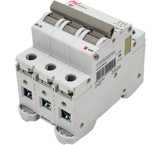 Изображение товара Автоматический выключатель EKF AVERES AV-10, 3P, 1A, 10kA mcb10-3-01D-av