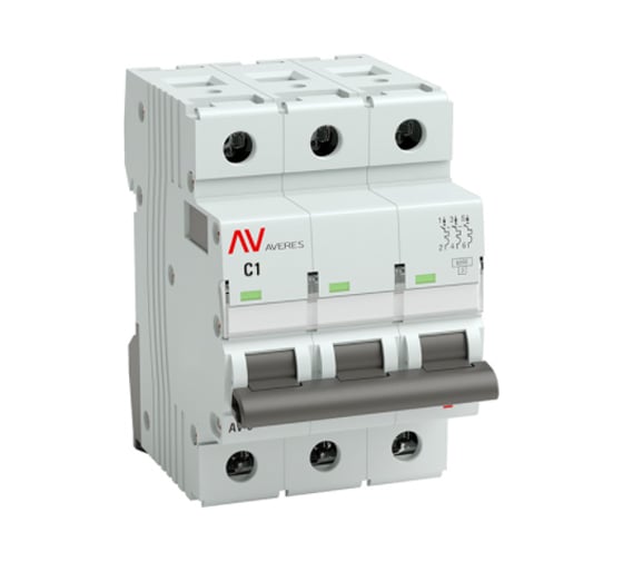 Изображение товара Автоматический выключатель EKF AVERES AV-10, 3P, 1A, 10kA mcb10-3-01C-av