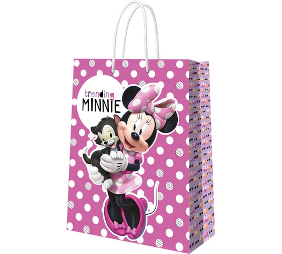 Изображение товара Пакет подарочный большой ND Play Minnie Mouse, Best friends forever 3D, белый горох на розовом, 330x455x100 мм 298530