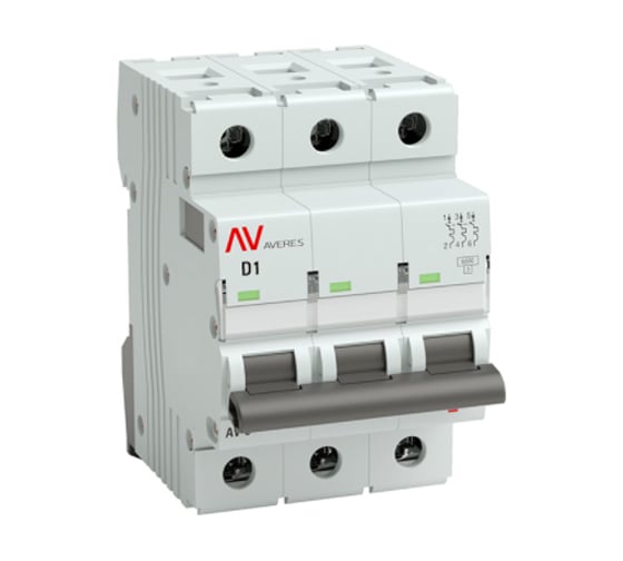 Изображение товара Автоматический выключатель EKF AVERES AV-6, 3P, 1A, 6kA mcb6-3-01D-av