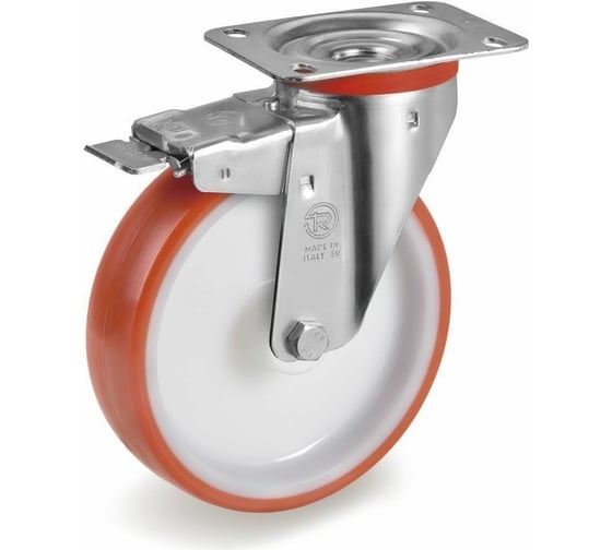 Изображение товара Колесо поворотное с тормозом (80/30 мм; 120 кг; полиуретан/полиамид) Tellure Rota 606601