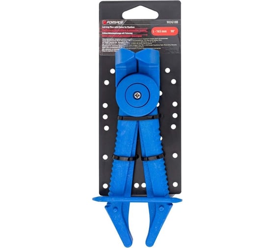 Изображение товара Пластиковый зажим для шлангов Forsage с фиксатором изогнутый 90°L-165мм, на пластиковом держателе F-903G18B(27379)