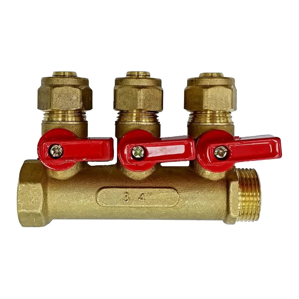 Изображение товара Коллектор для м/п труб 3/4x3/4x16x3 с кранами PROFLINE УТ-00036225