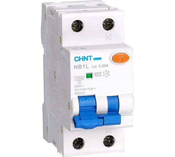 Изображение товара Автоматический выключатель дифференциального тока CHINT 1п+N B 16А 30мА тип A 6кА NB1L (36мм) (R) 203007
