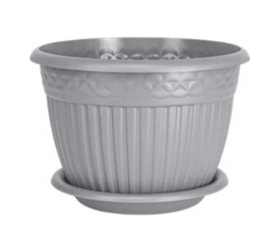 Изображение товара Кашпо bmc Византия КШ-4471 bmc с прикрепленным поддоном, серый, d20, h14.3см, 3л 070302