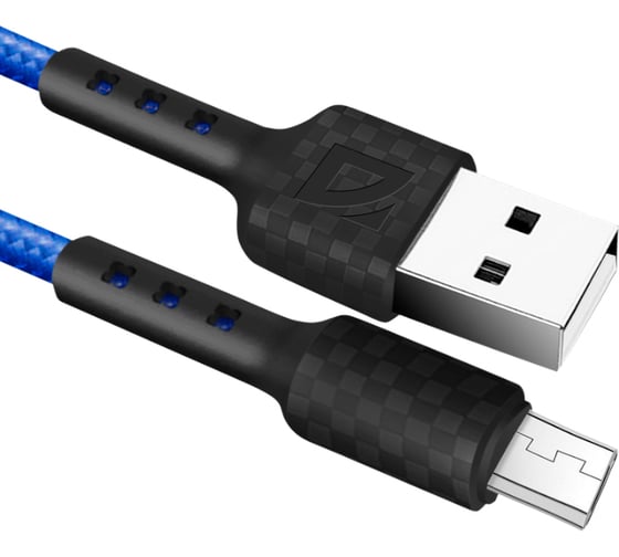Изображение товара USB-кабель DEFENDER F181 Micro, blue, 1м, 2.4А, нейлон, пакет 87115BLU