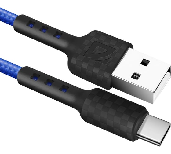Изображение товара USB-кабель DEFENDER F181 TypeC, blue, 1м,2.4А, нейлон, пакет 87113BLU