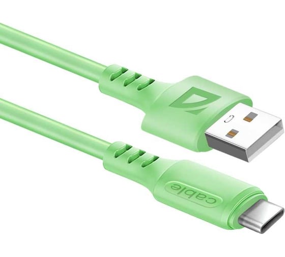 Изображение товара USB-кабель DEFENDER F207 TypeC, green, 1м,2.4А, силикон, пакет 87106GRN