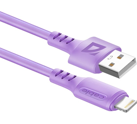 Изображение товара USB-кабель DEFENDER F207 Lightning, violet, 1м, 2.4А, силикон, пакет 87107VIO