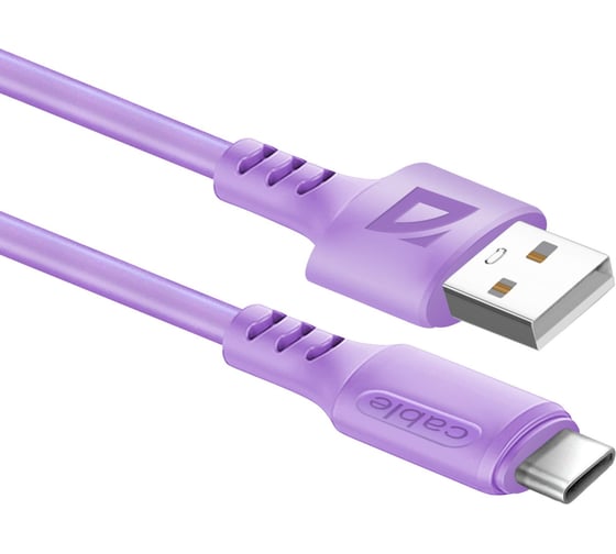 Изображение товара USB-кабель DEFENDER F207 TypeC, violet, 1м,2.4А, силикон, пакет 87106VIO