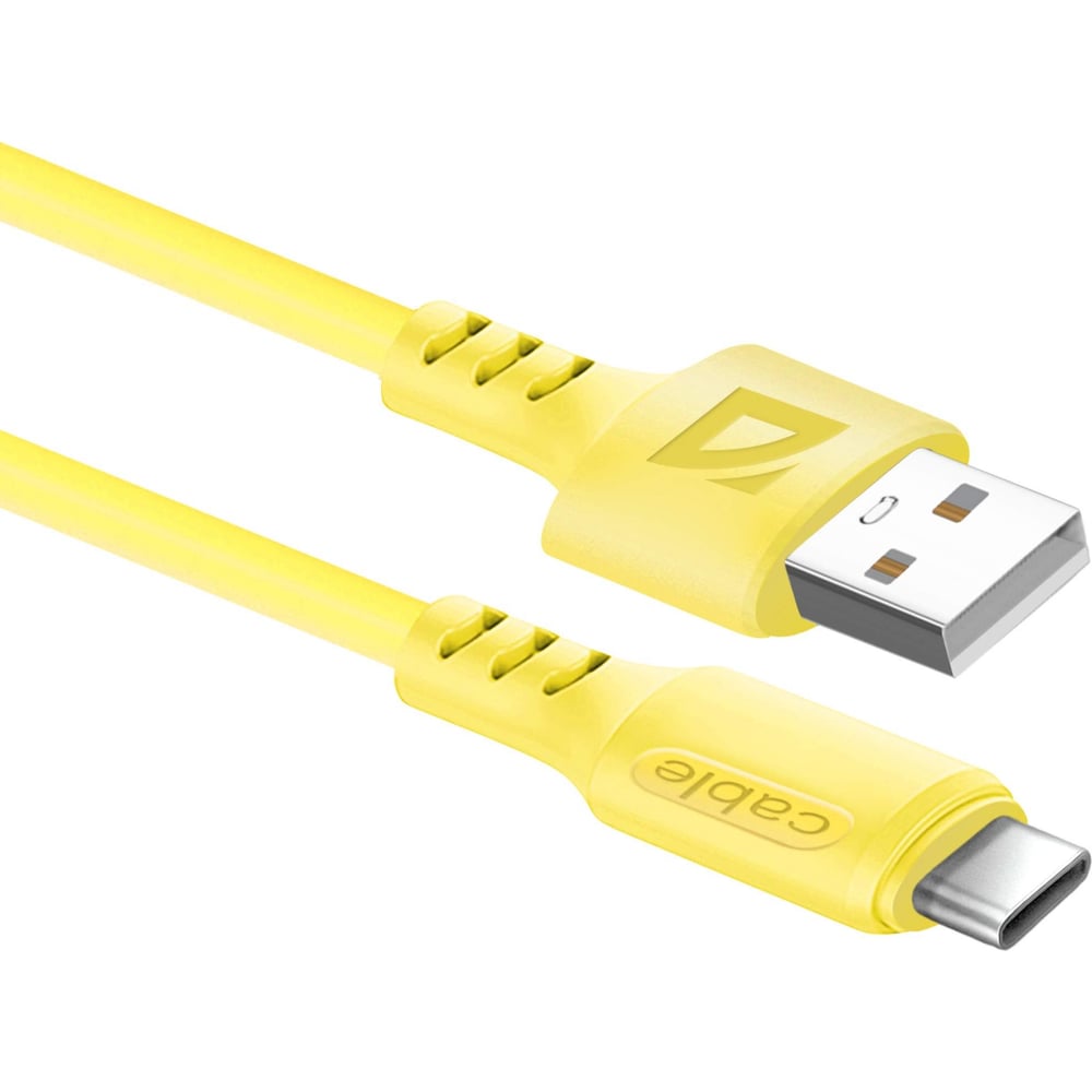 Изображение товара USB кабель DEFENDER F207 TypeC желтый 1м 2.4А силикон протяженной длины