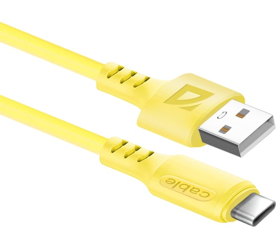 Изображение товара USB-кабель DEFENDER F207 TypeC, yellow, 1м,2.4А, силикон, пакет 87106YEL