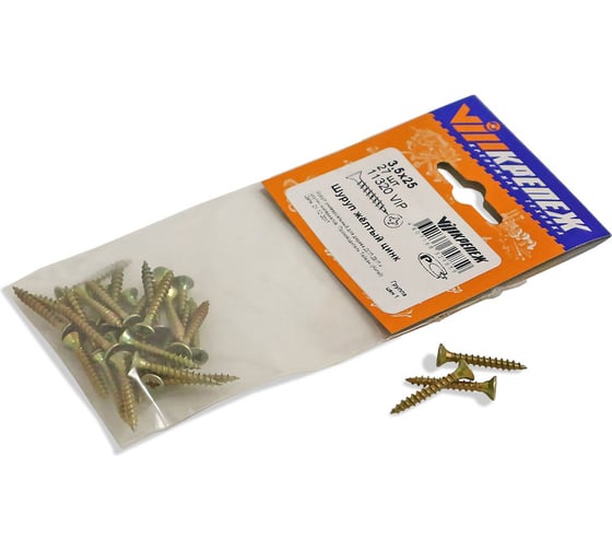 Изображение товара Шуруп VIPкрепеж желтый цинк 3,5х25 27шт 11320 VIP