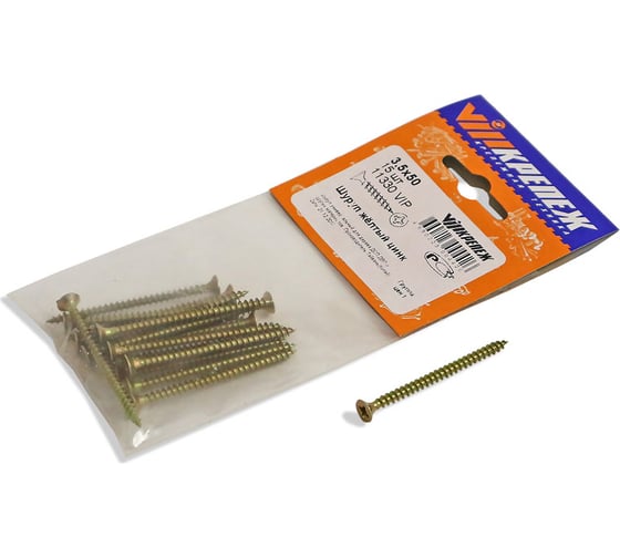 Изображение товара Шуруп VIPкрепеж желтый цинк 3,5х50 15шт 11330 VIP