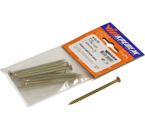 Изображение товара Шуруп VIPкрепеж желтый цинк 4,0х70 9шт 11352 VIP